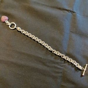 Silver chain bracelet with heart charm